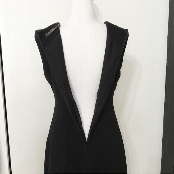 FINE ILLUSION WOOL BLEND BLACK GREEN COLORBLOCK SLEEVELESS SHIFT MINI DRESS S/M - Picture 8 of 12